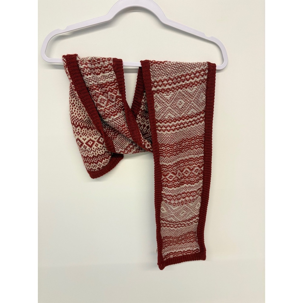 Gorpcore Cabin Scarf Fair Isle Knit Mossimo Supply Co. Women OS Red Cream Nordic